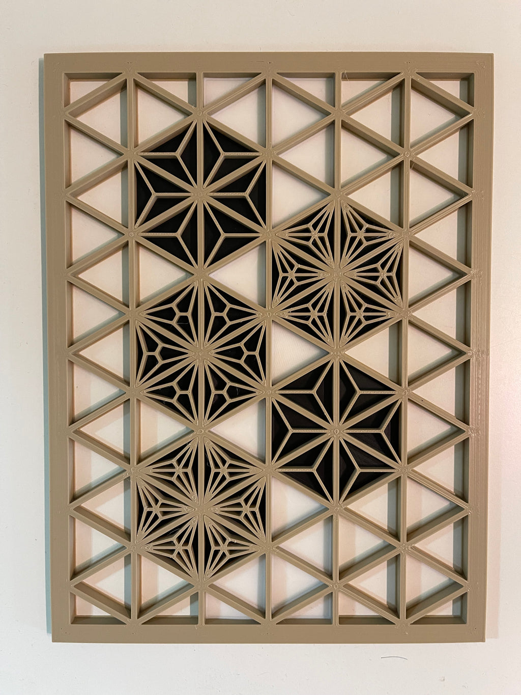 Tableau décoratif Kumiko 18x24 cm – Motif japonais en impression 3D