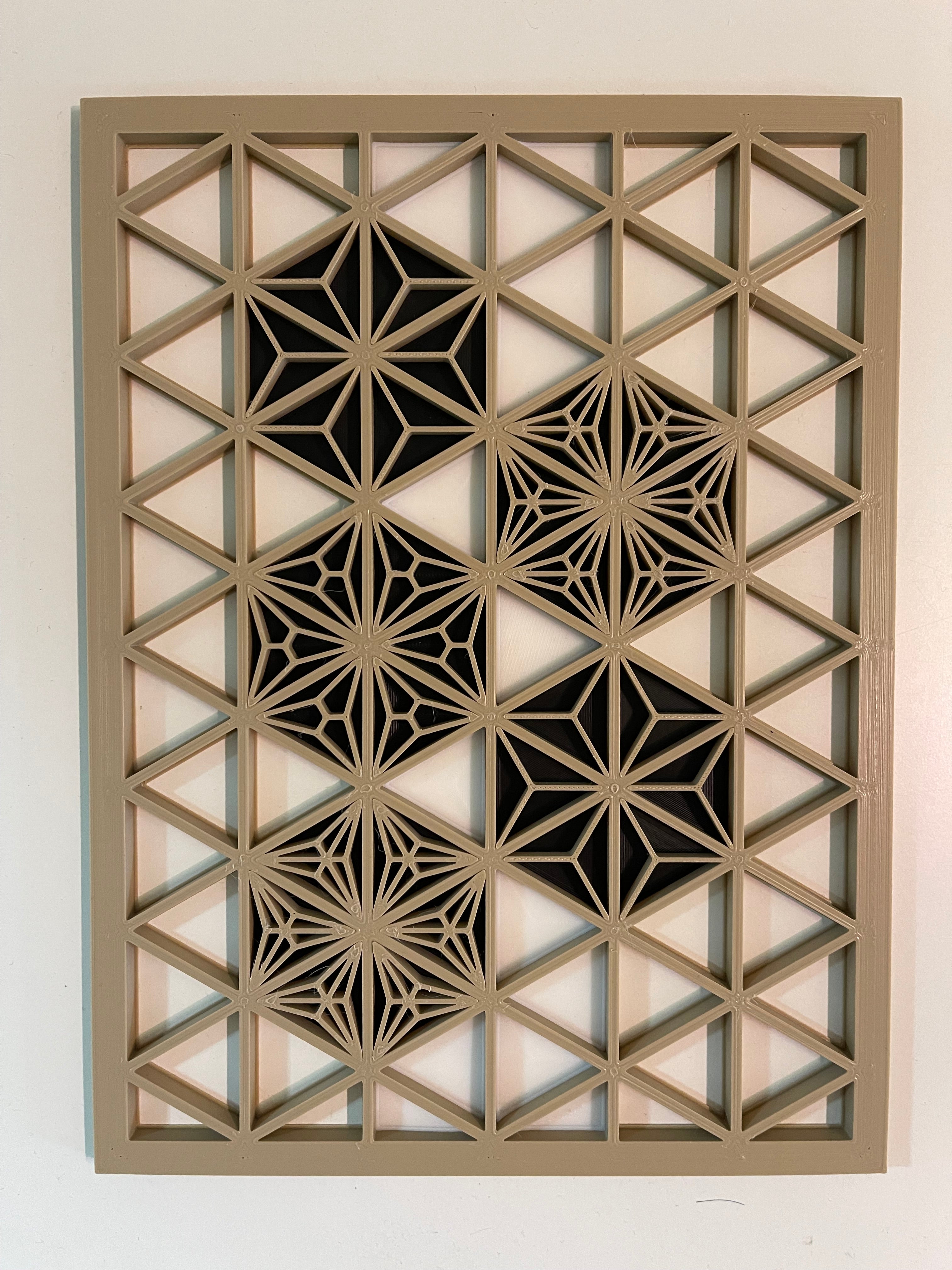 Tableau décoratif Kumiko 18x24 cm – Motif japonais en impression 3D